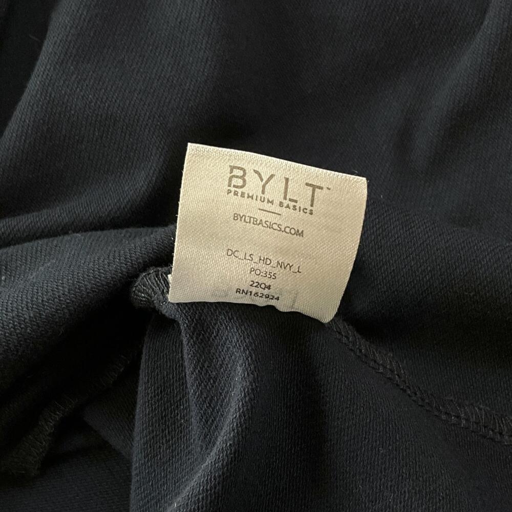 BYLT Hooded Drop Cut Long Sleeve Shirt Mens Large Navy Blue Performance - Picture 8 of 14